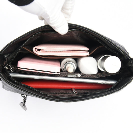 Women's Embossed Classy Mom Simple Portable Grandma Shoulder Bags