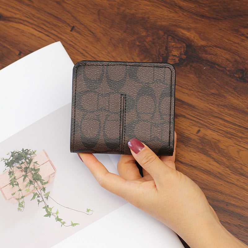 Women's Short Classic Printing Exquisite Thin Folding Multi Ladies Wallet