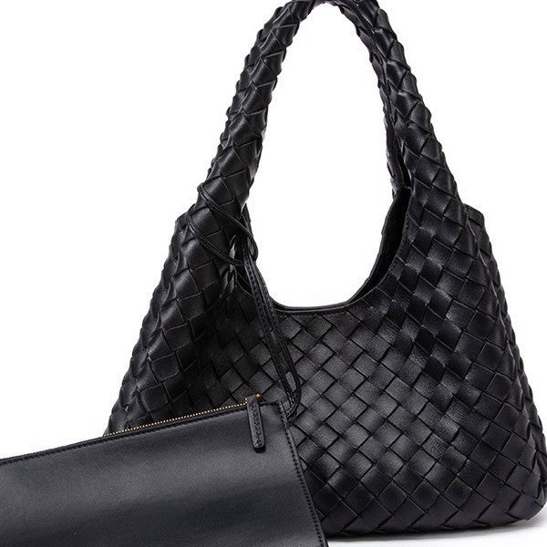 Women's Trendy Sheepskin Handmade Double-sided Woven Hand-held Women's Handbag