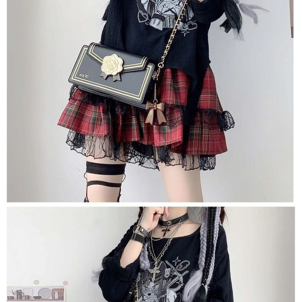 Elegant Chain Rose Letter Flap Envelope Shoulder Bags