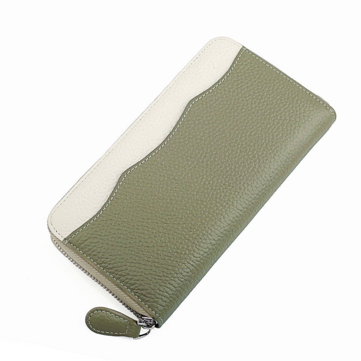 Passport Style First Layer Long Cowhide Ladies Wallet