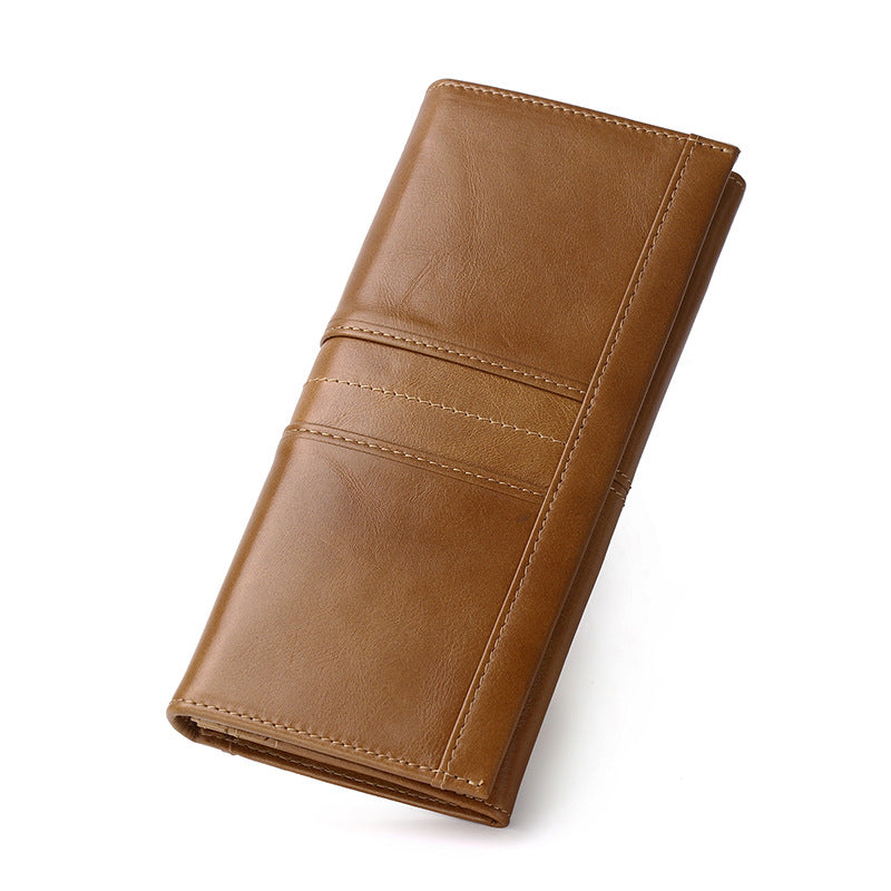 Women's & Men's & First Layer Cowhide Swiping Long Men's Wallets
