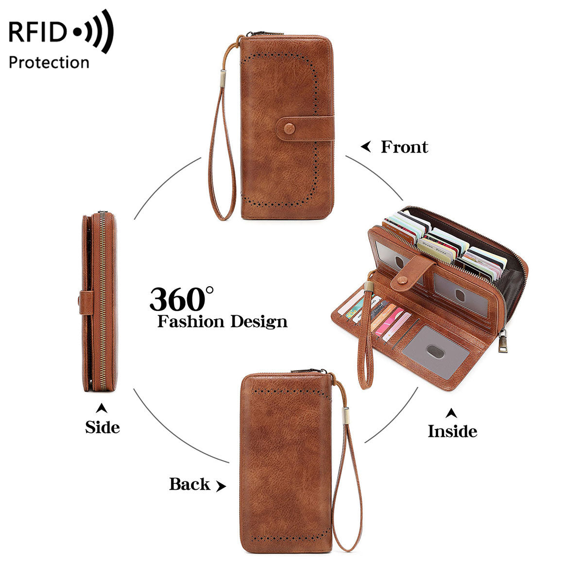 Women's Hollow Out Expanding Retro Large Capacity Ladies Wallet