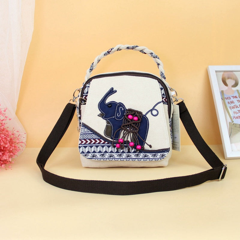 Elephant Ethnic Style Portable Fabric Leisure Crossbody Bags