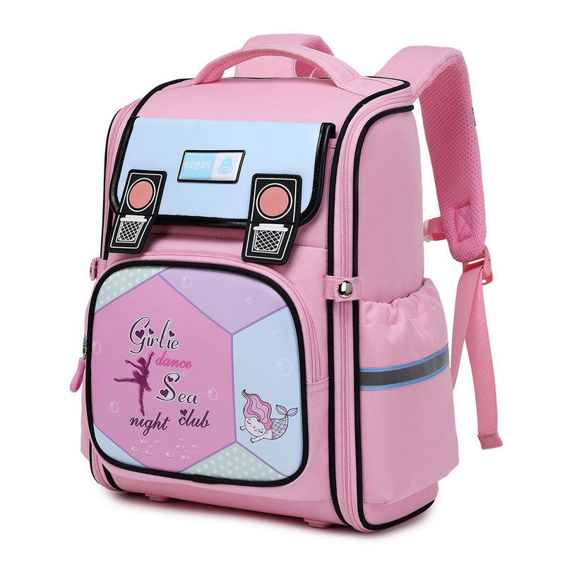 Vertical Fashion Cartoon Primary Grade Spine Elementary School Students' Schoolbags