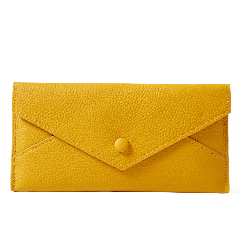 Women's Genuine Leather Simple Thin Envelope Large Capacity Ladies Wallet