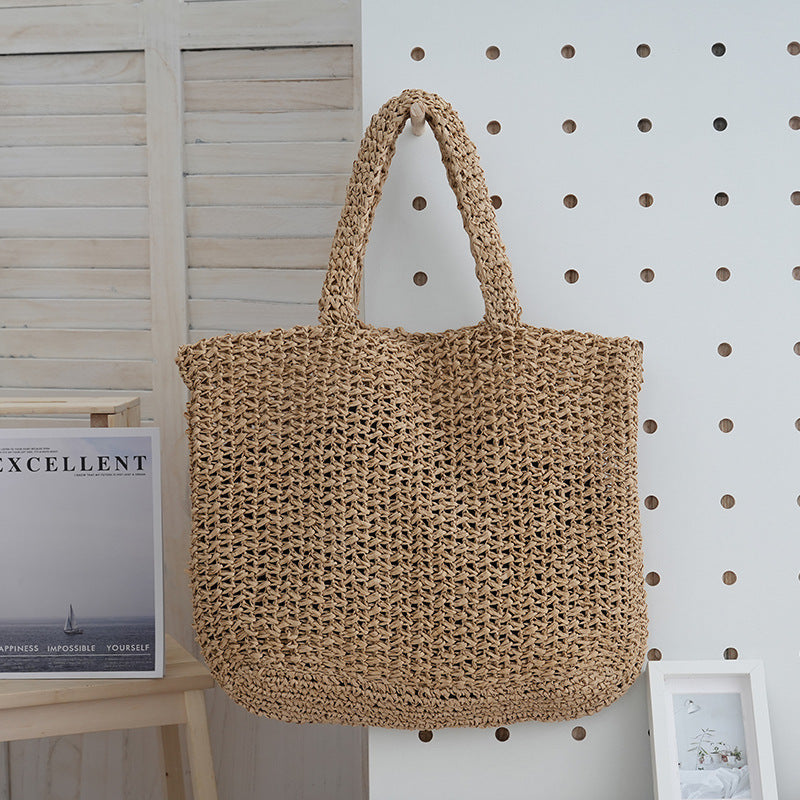 Vertical Stripes Hand-woven Letter Embroidery Fashion Woven Women's Shoulder Bag