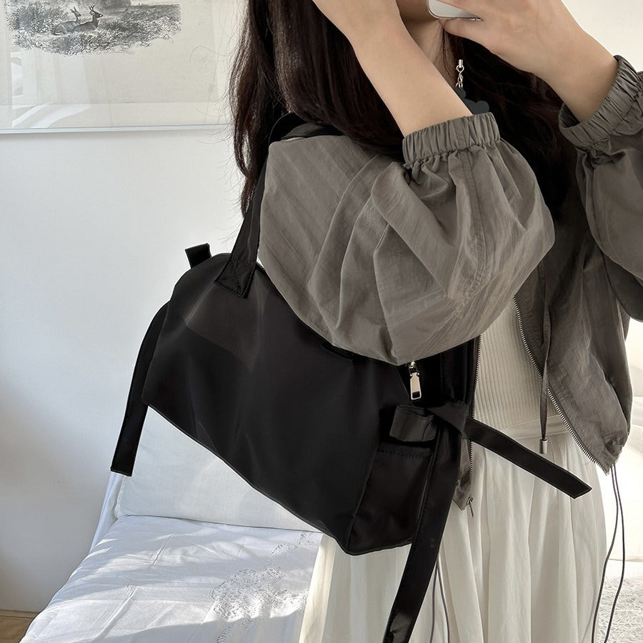 Women's Style Underarm Bow Nylon Large Capacity Shoulder Bags