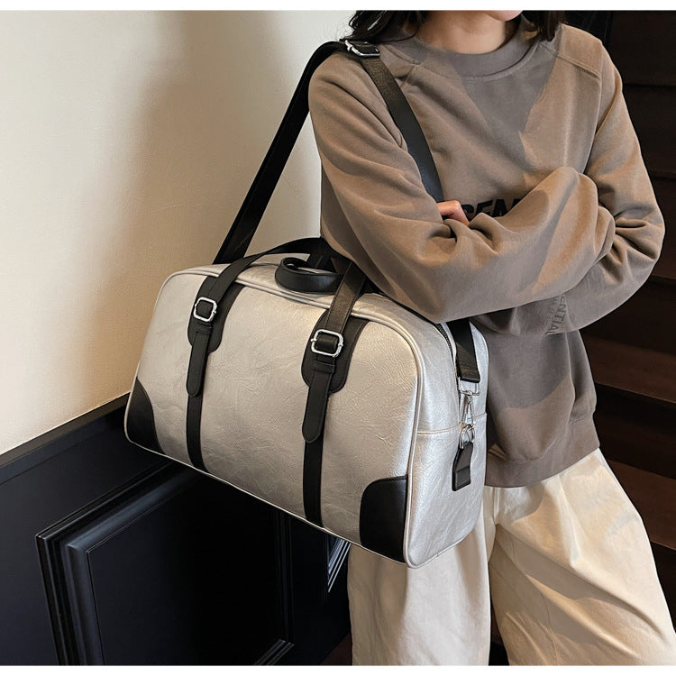 Women's Advanced Texture Korean Retro Black One Travel Bags