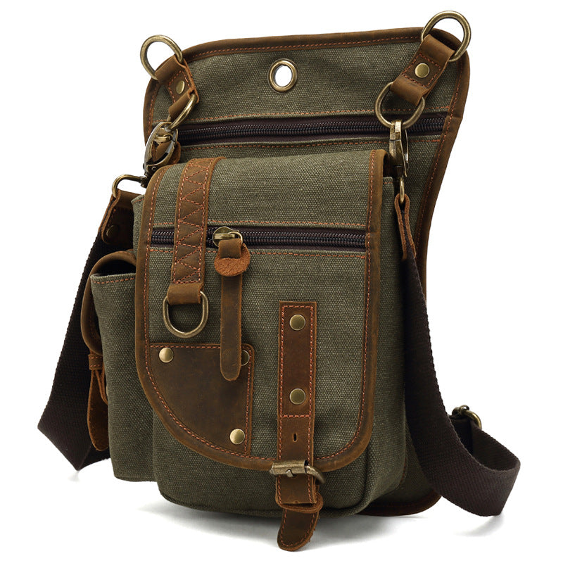 Men's Grid Riding Leg Canvas Fashion Korean Bags