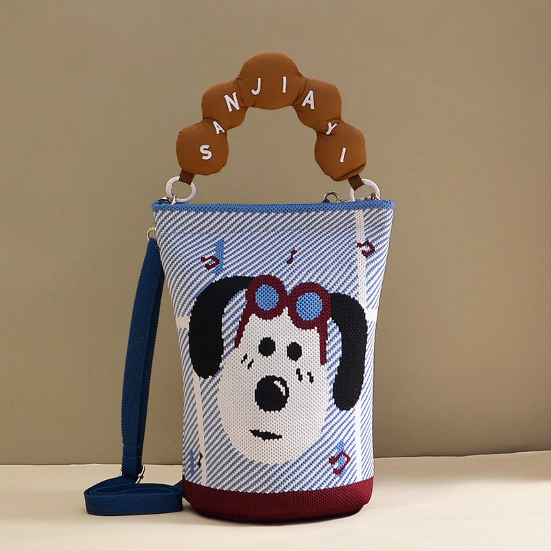 Women's Korean Style Knitted Cute Cartoon Unique Dopamine Flying Women's Handbag