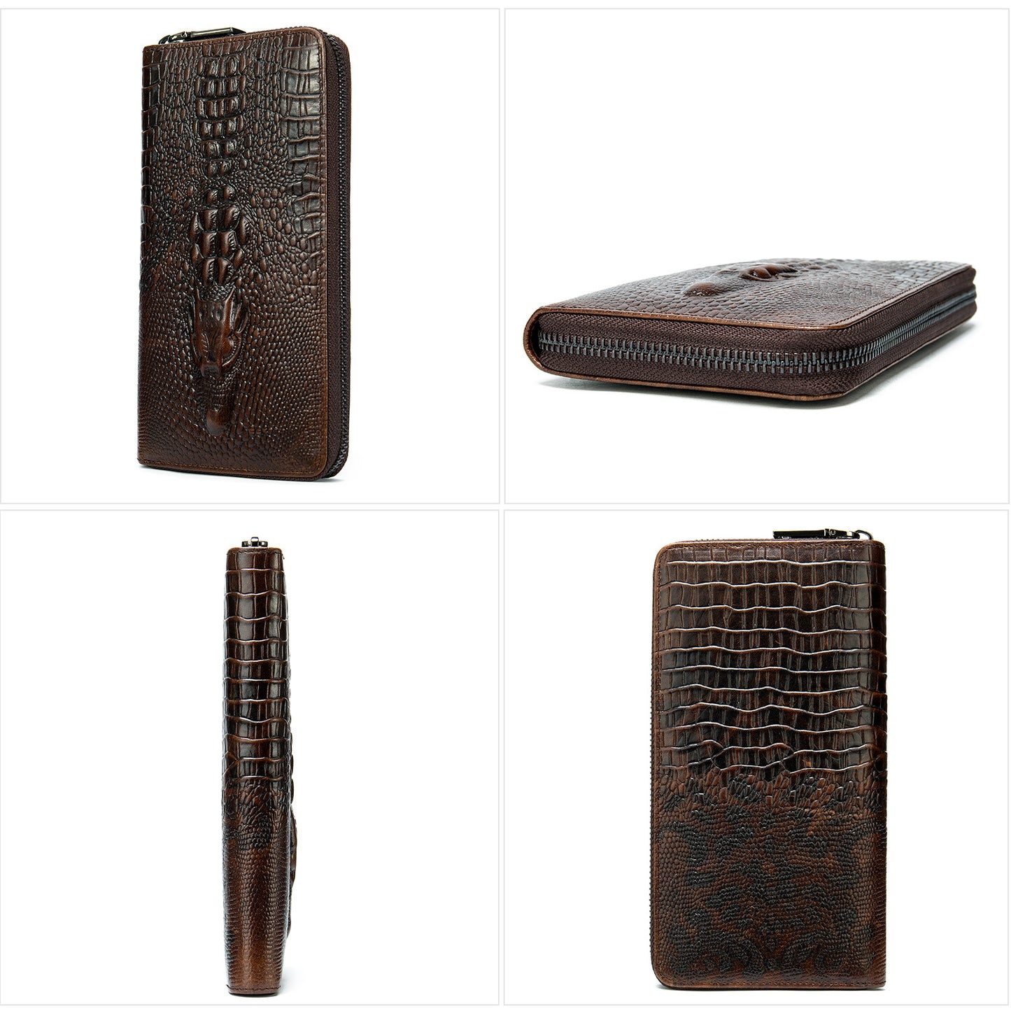 Men's Pattern Leather Long First Layer Cowhide Multiple Men's Wallets