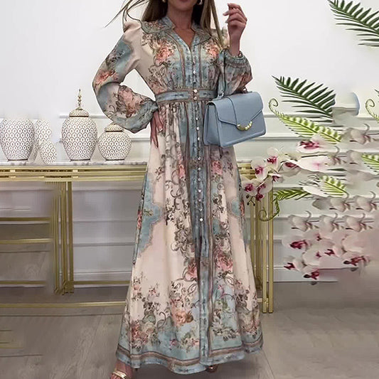 Women's Vintage Print Palace Style Swing Spring Dresses