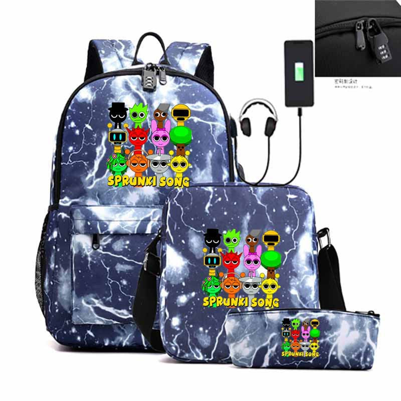 Rhythm Box Cartoon Rechargeable Pencil Three-piece Bags