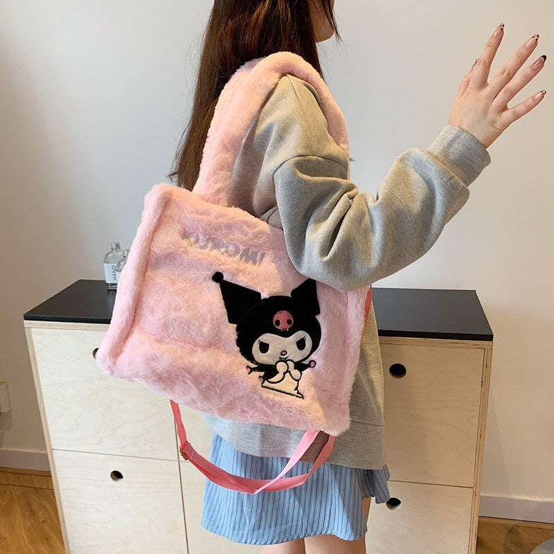 Women's Rabbit Plush For Make-up Cute Automobiles Curtain Cloth Birthday Shoulder Bags