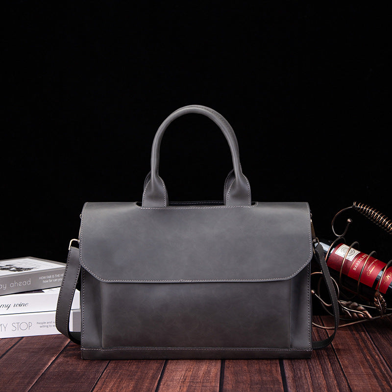 Men's Korean Retro Trendy Crazy Horse Leather Men's Briefcases