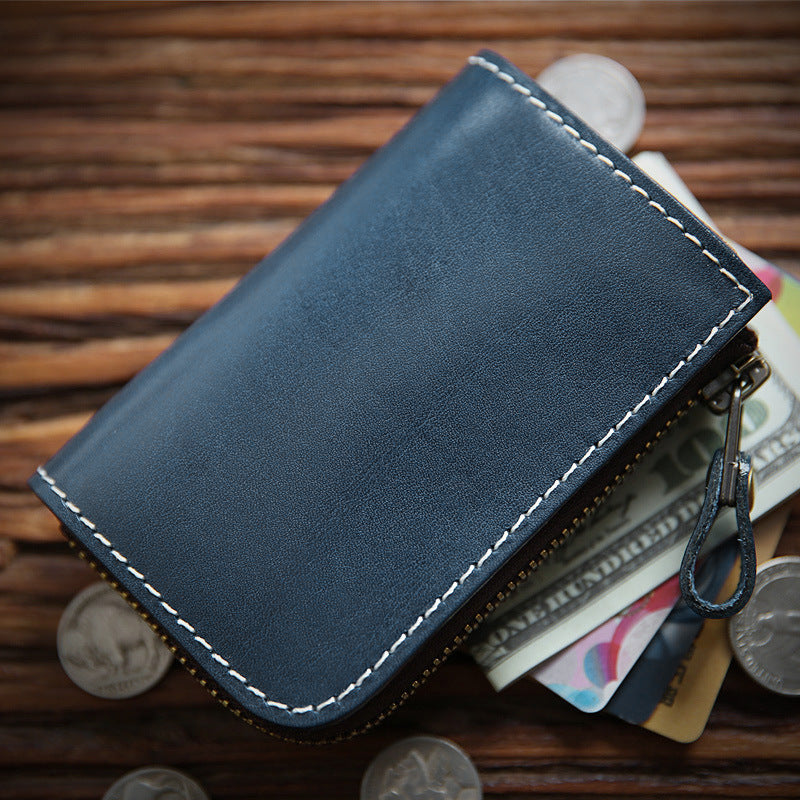 Men's Handmade Retro Italy Leather First Layer Short Cowhide Men's Wallet