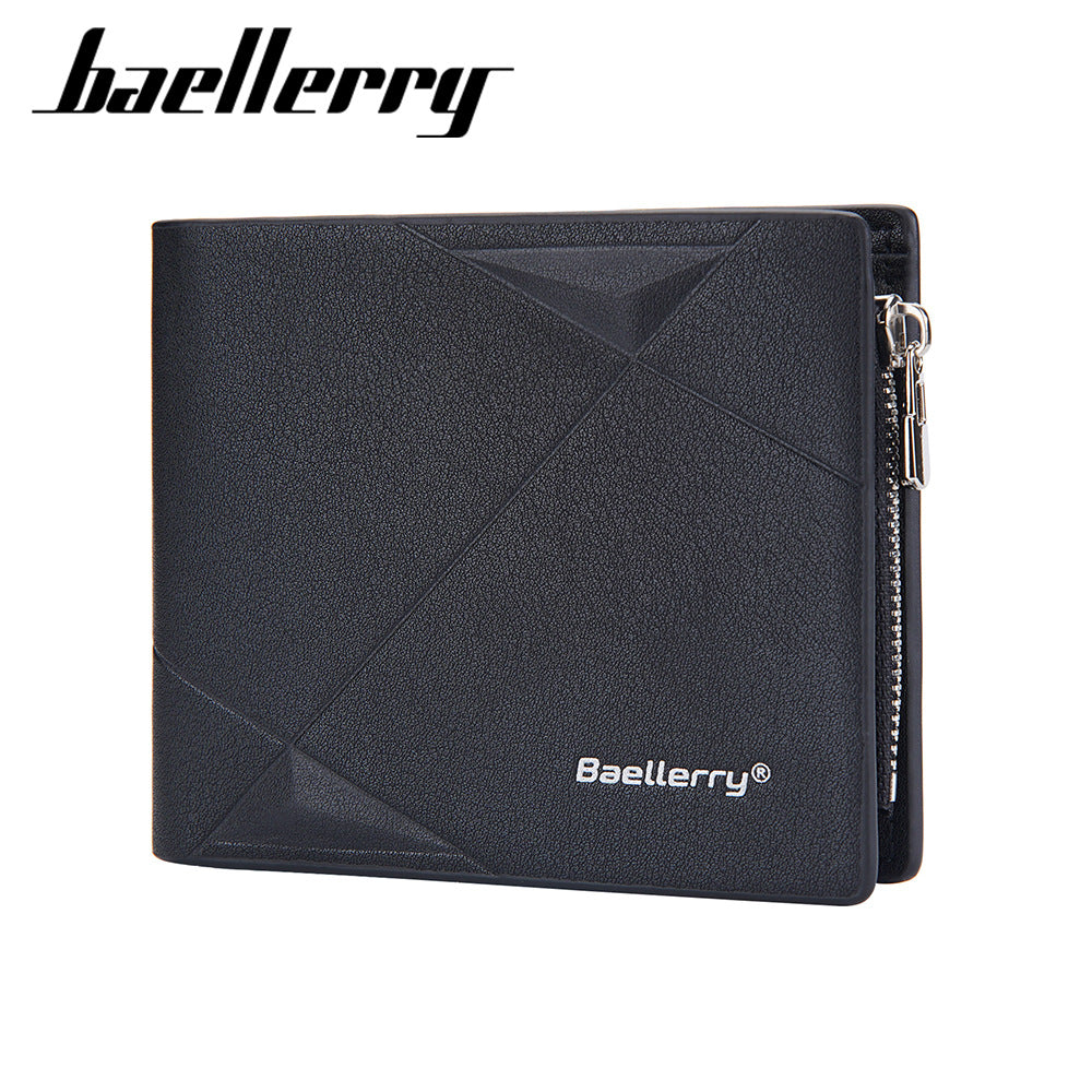 Men's Short Business Open Multiple Slots Zipper Purses