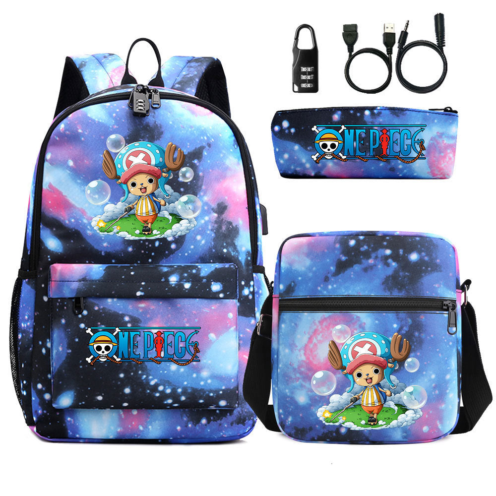Women's & Men's & Cartoon One Piece Password Pencil Middle School Students' Schoolbags