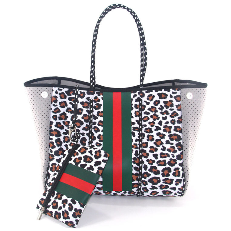 Leopard Print Printed Black Portable Beach Shoulder Bags