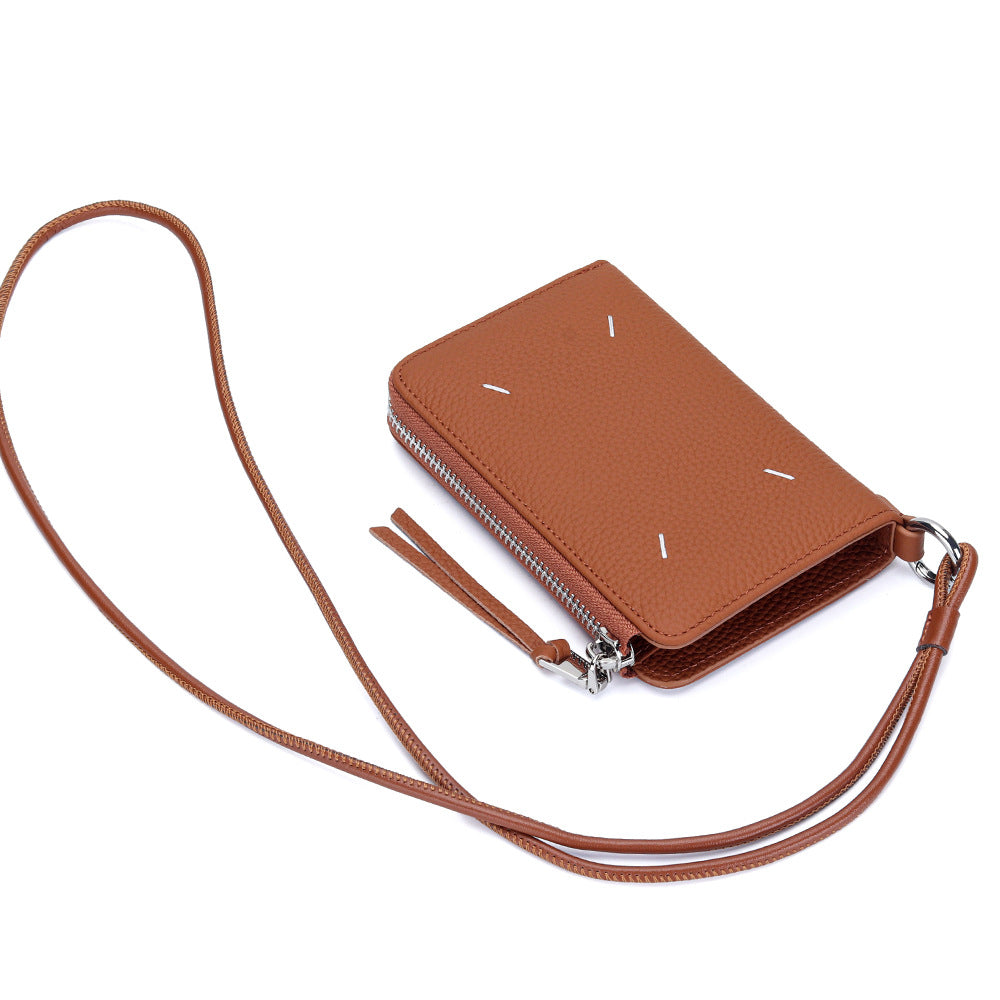 Women's Genuine Leather Short Halter Zipper Multiple Ladies Wallet