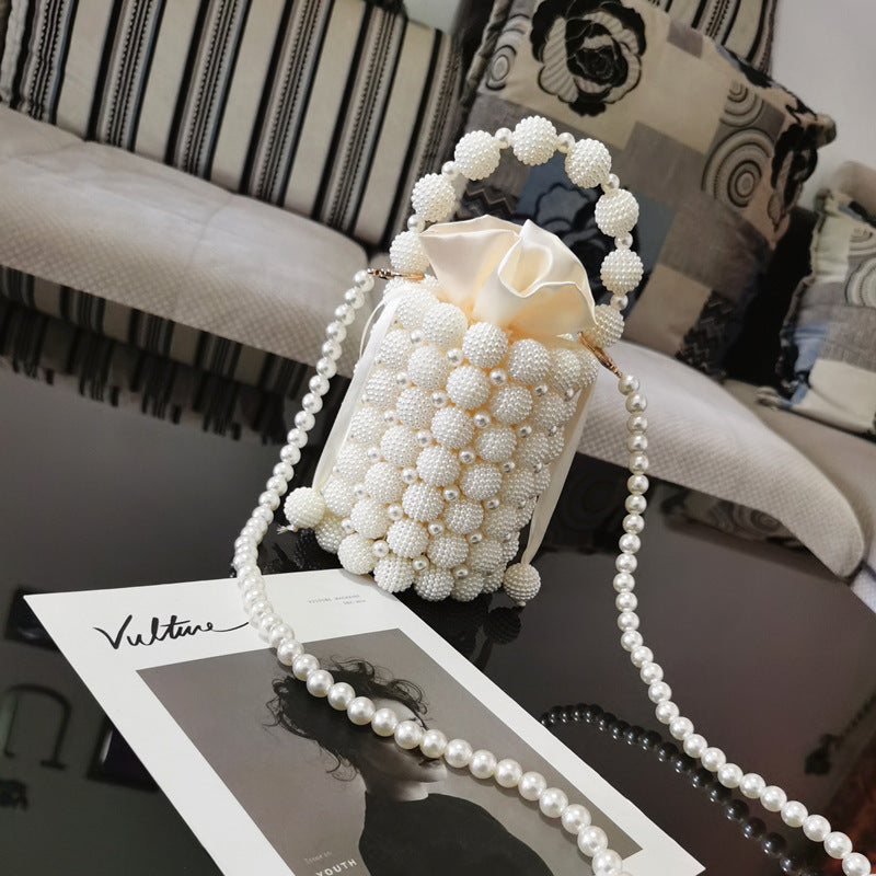 Hand-woven Beaded Pearl Hand-held Cross Body Bags