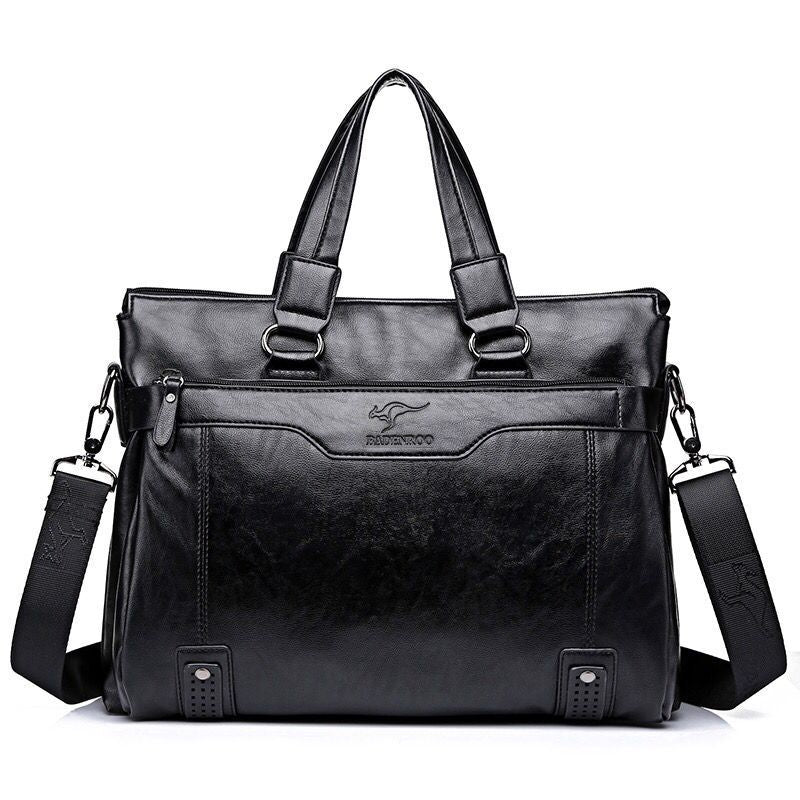 Men's Leather Horizontal Large Capacity Business Document Bags