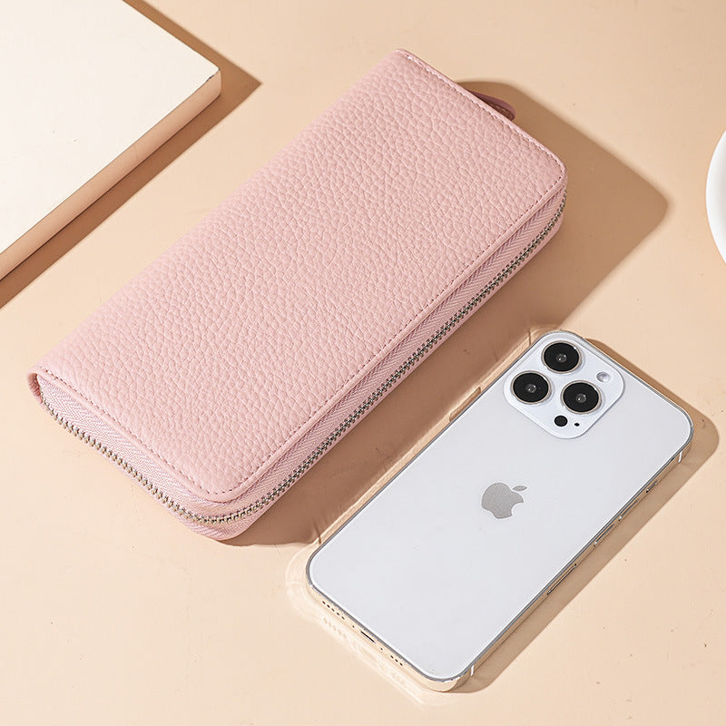 Women's Genuine Leather Long Zipper Clutch Ladies Wallets