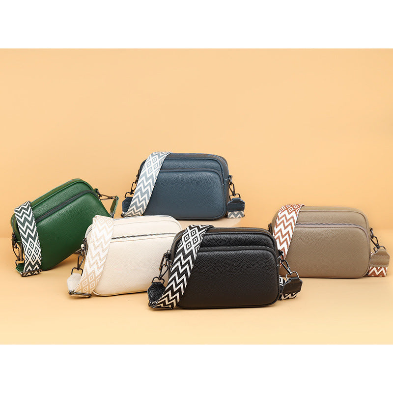 Women's & Men's Black Trendy Autumn Cowhide Solid Color Crossbody Bags