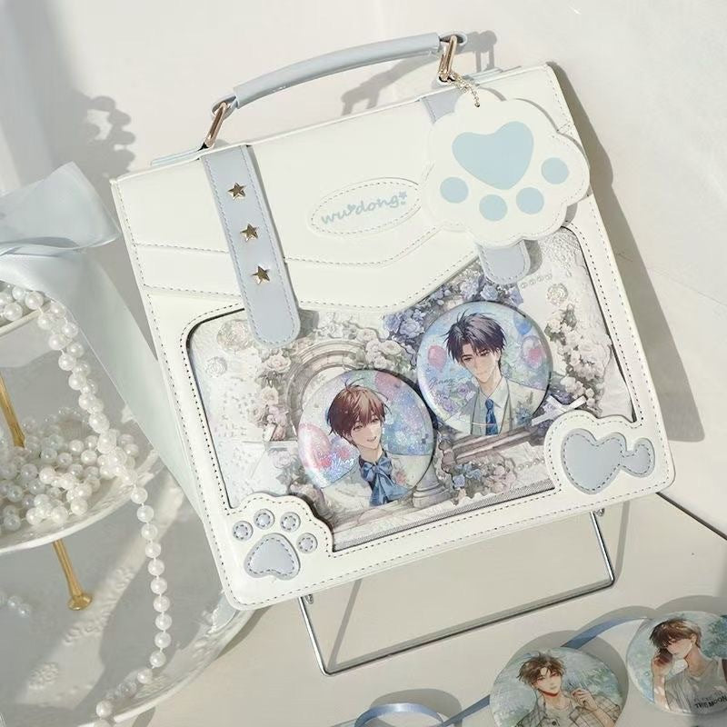 Women's Everyday Joker Transparent Two-dimensional Badge Bar Backpacks