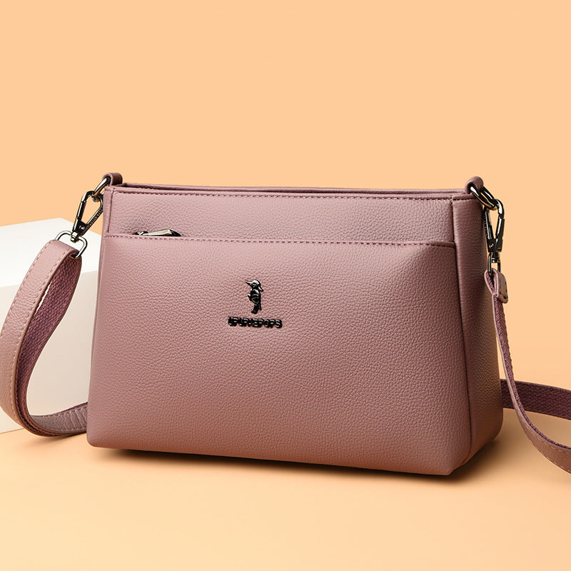 Women's Color Soft Leather Large Capacity More Than Crossbody Bags