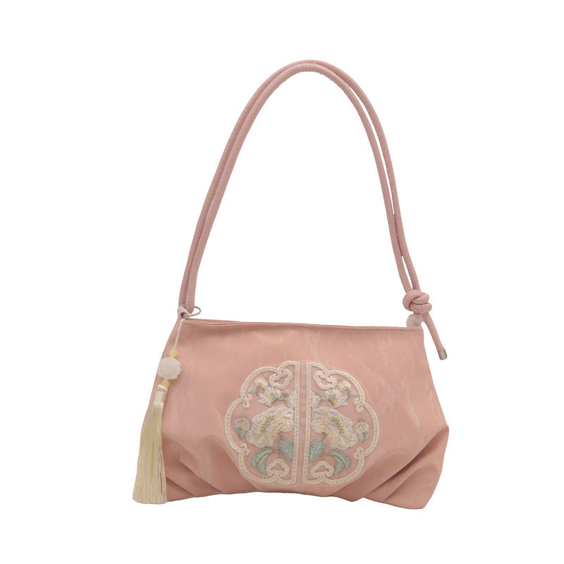 Embroidery Large Capacity Summer Fresh Pleated Bags