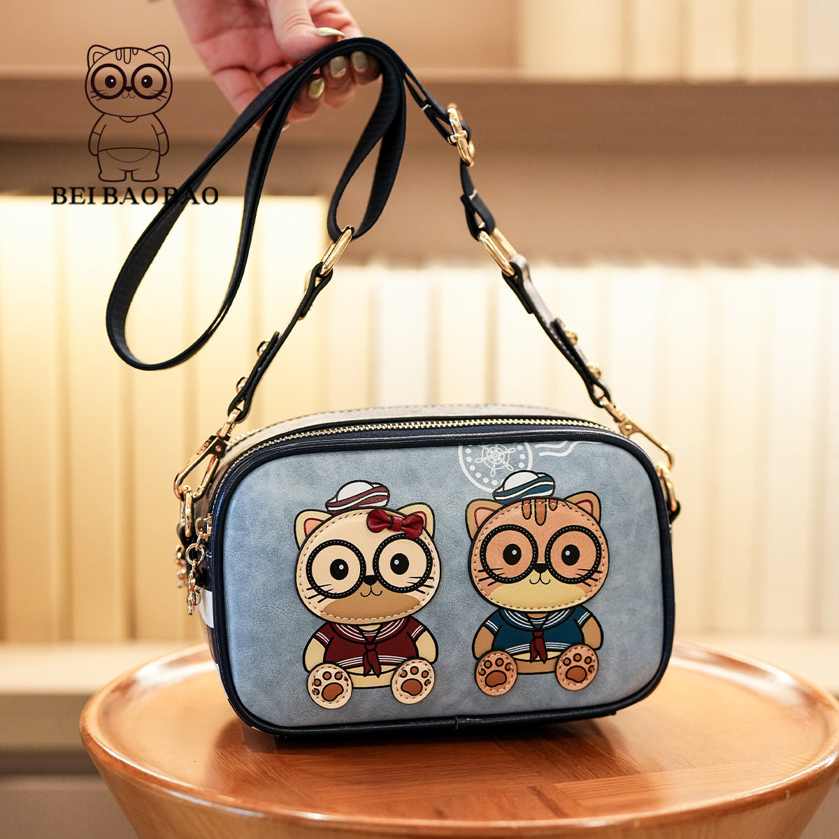 Women's Source Cute Cartoon Cat Stylish Western Women's Messenger Bag