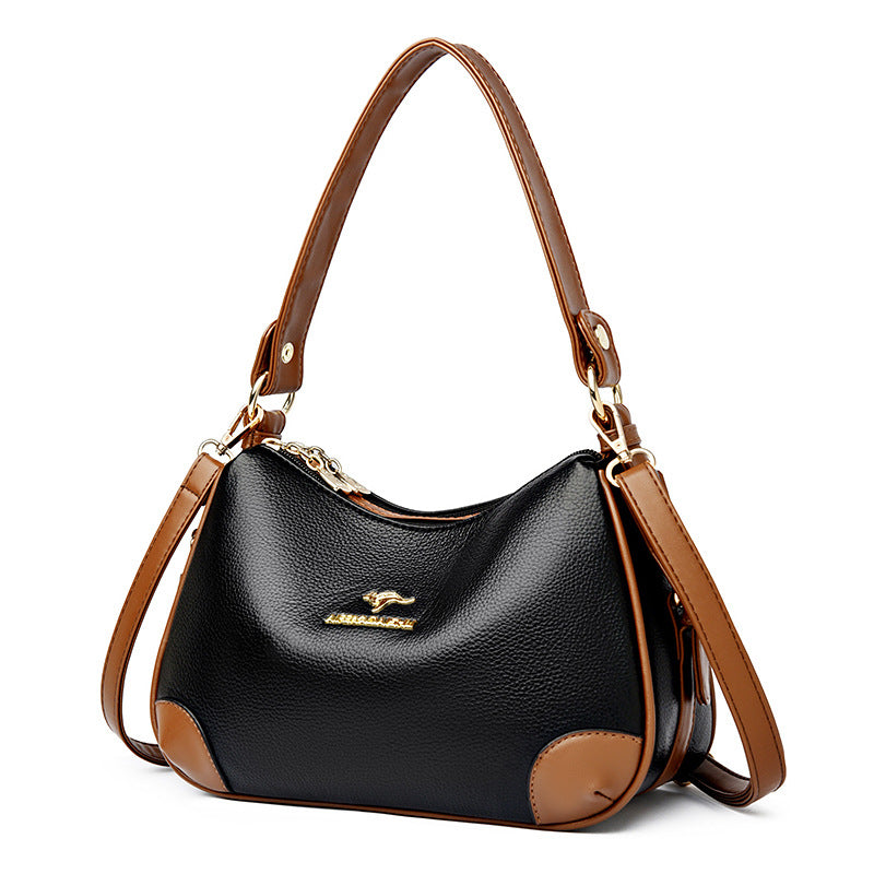 Women's Genuine Leather Mom Large Capacity Contrast Bags