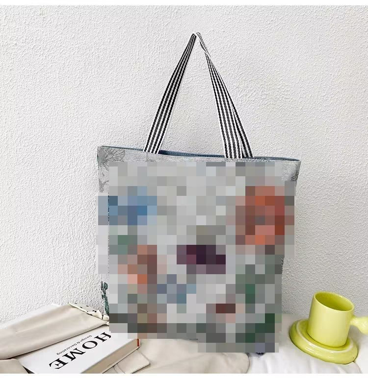 Women's Retro Fashion Illustration Embroidered Large Capacity Tote Bags