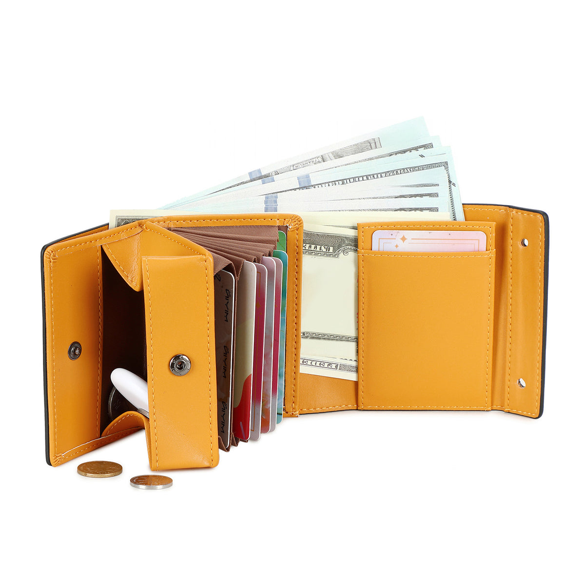 Men's Three-fold Fashion Business Leather Short Portable Men's Wallet
