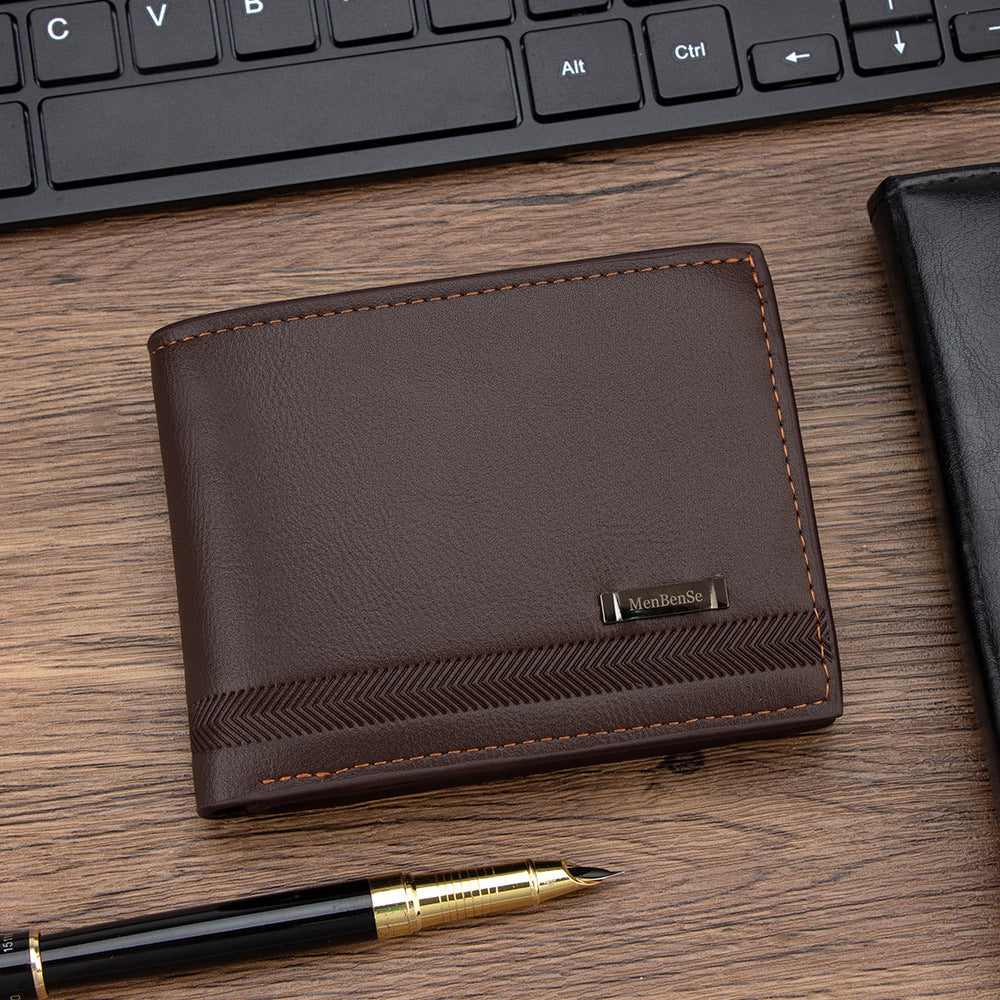 Men's Short Multiple Slots Large Capacity Flip-up Hinge Men's Wallet