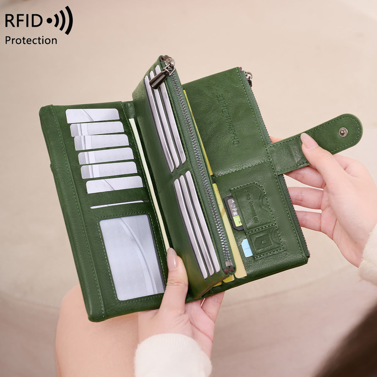 Women's Swiping Long Large Capacity Stitching Clutch Ladies Wallet