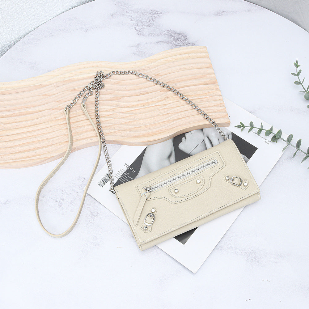 Women's Leather Motorcycle Rivet Chain Light Luxury Fashion Clutch Women's Messenger Bag