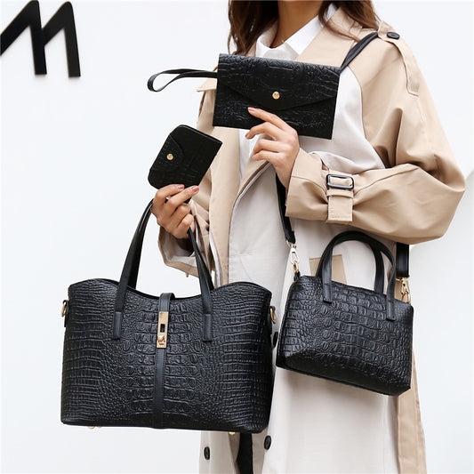 Women's Fashion Alligator Print Three-piece Set Mother Handbags