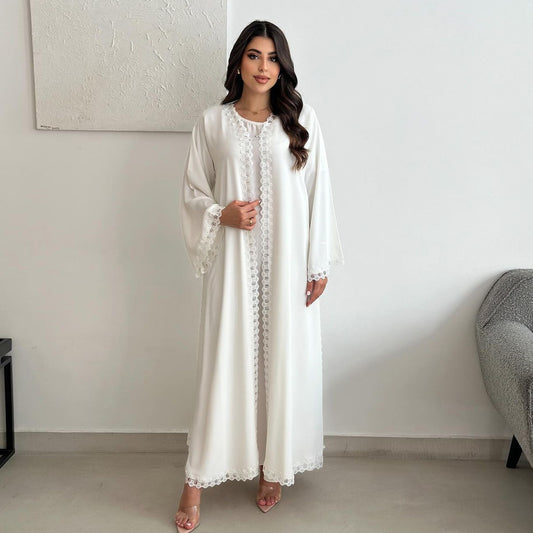 Women's Muslim Fashionable White Robe Outerwear Jackets