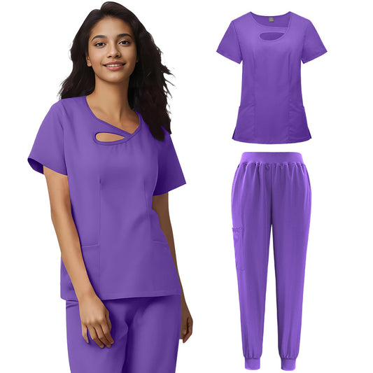 Women's Sexy Cutout Medical Uniforms Solid Color Uniform