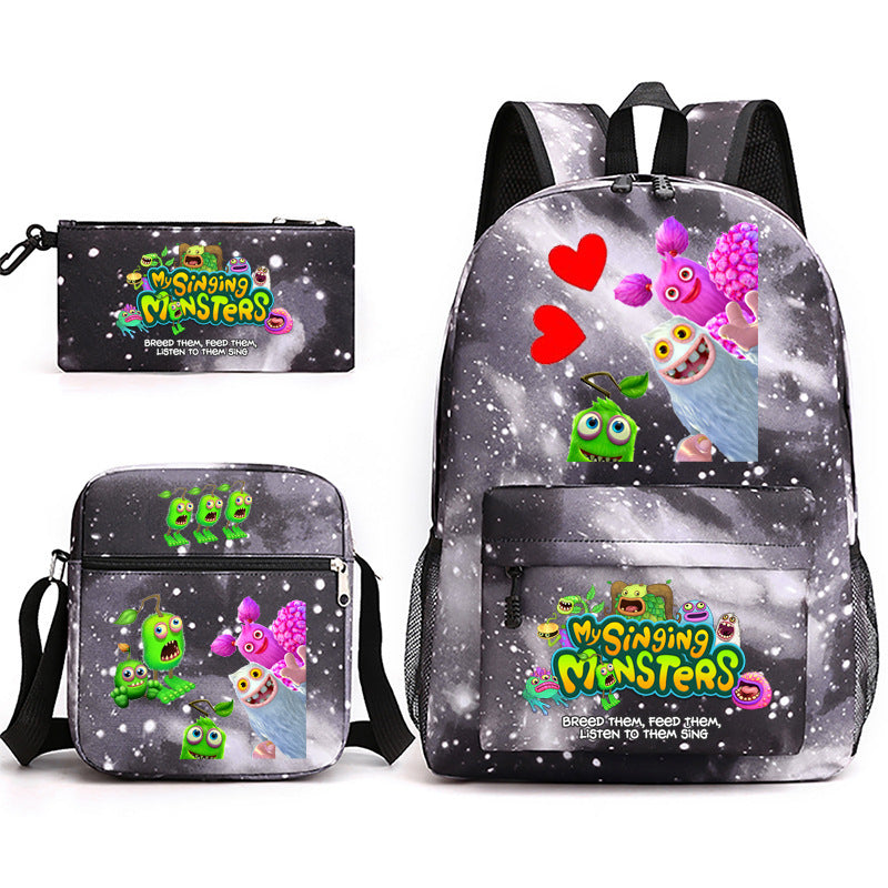 Game Monster Concert Pencil Three-piece Set Backpacks