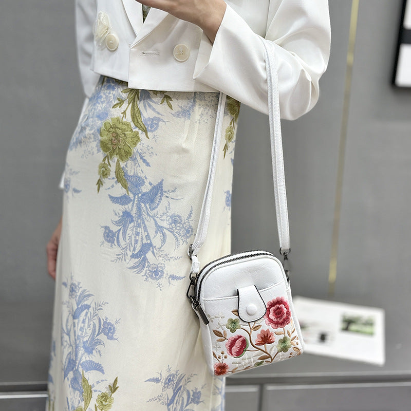 Women's Fashion Female Embroidered Flower Mobile For Bags