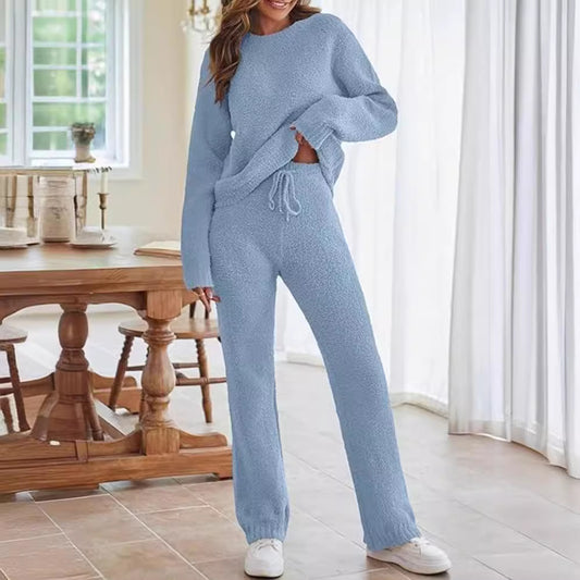 Women's Round Neck Long Sleeve Trousers Thick Suits