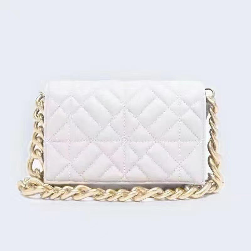 Check Thick Chain Quilted Rice Word Crossbody Bags