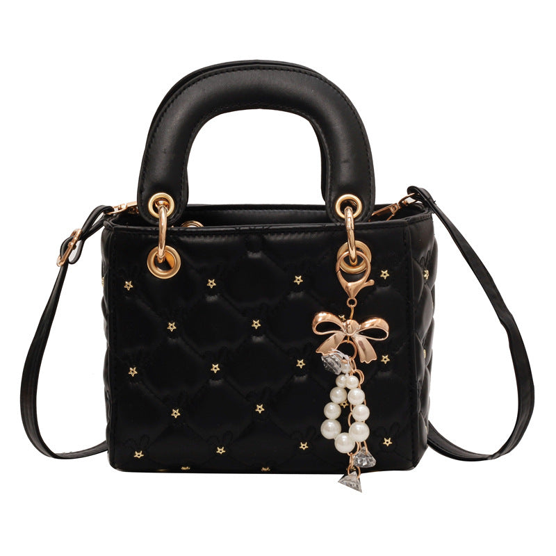 French Style Niche Fashionable Rhombus Pearl Women's Messenger Bag