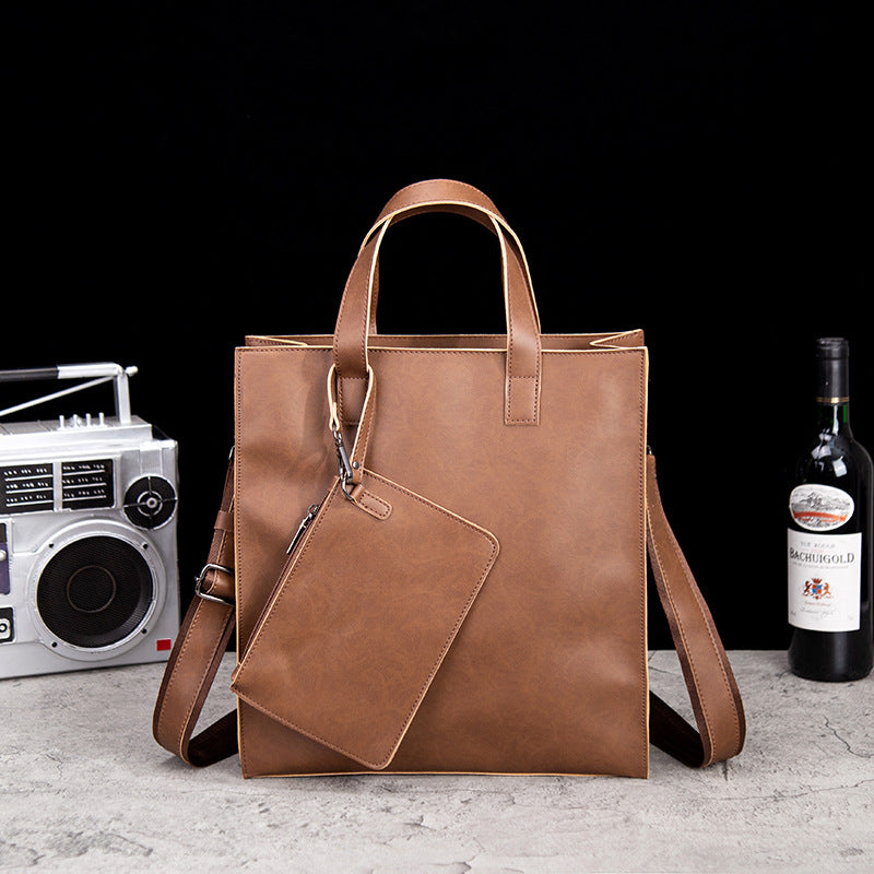 Men's Crazy Horse Leather Multifunctional Large Capacity Men's Handbags