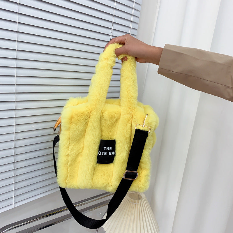 Women's Faux Fur Plush Shopping Commuter Bags