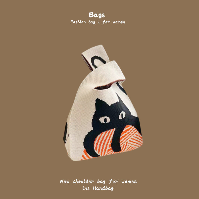 Women's Hand Carrying Box Lunch Contrasting Color Bucket Bags